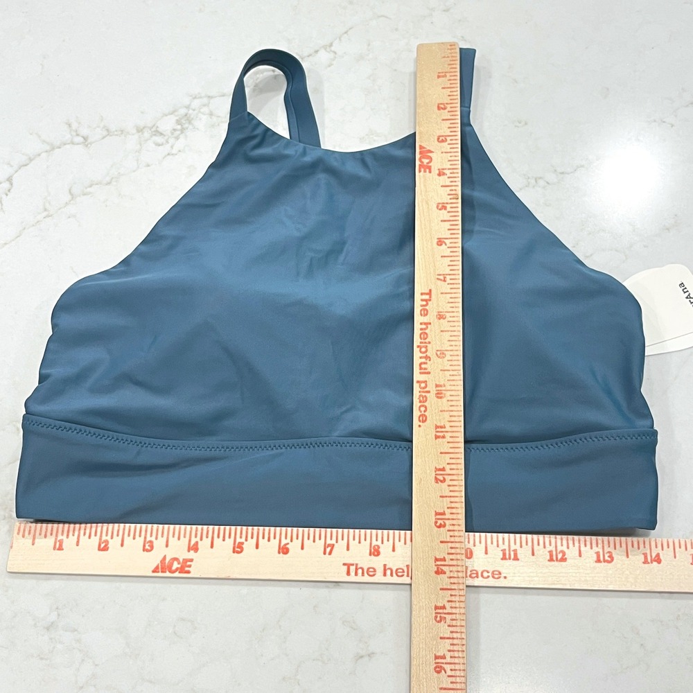 Prana NEW Bikini Set High Neck Top High Rise Bottom Womens M‎ Blue Tan Athletic - Picture 9 of 13
